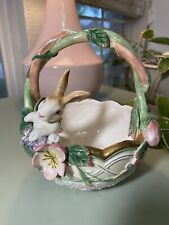 Fitz And Floyd “Garden Rhapsody” Bunny Ceramic Basket picture