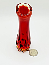 Fostoria Heirloom Ruby Red Amberina Fancy Feet Swung Glass Bud Vase 5”, Glows picture
