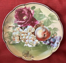 Antique JHR Bavaria Charlotte Hand Painted Still-life Plate Rose Grapes Peach picture