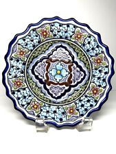 Talavera Mexican Pottery Plate Vibrant Hand Painted Floral Scalloped Edge 8