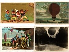 BALLOONS, AVIATION 24 Vintage Photographic Images, Litho Trade Cards (L6017) picture