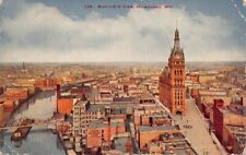 Milwaukee WI Main Street Pabst Building City Hall Bridge Aerial Postcard CP360 picture