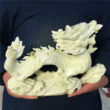 7.61LB Natural green jade dragon hand carved crystal healing care picture