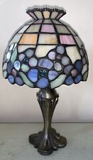 PartyLite Hydrangeas Tiffany Style Stained Glass Tea Light Lamp Candle Holder picture