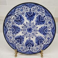 Blue and White Spanish Plate Dish by Ceramar Spain Hand Painted Fan Pattern Art picture