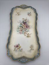 Antique RS Suhl Prussia Germany Porcelain tray hand painted, gilded large 15” picture