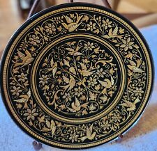 Damascene Black and Gold Footed Decorative Dish - Toledo Spain 24K Gold picture