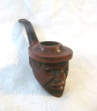 Vintage Hand Carved Wood Tobacco Pipe Briar~Italy Man's Face picture