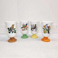 Vintage 1960's Fred Roberts Bird Pedestal Irish Coffee Mug Cup Set of 4 Japan picture