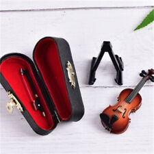 Wooden Musical Instrument Collection Mini Violin With Stand Case Small Tiny picture