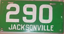 1913 Jacksonville Florida Porcelain License Plate Low Number #290 Rare Find picture