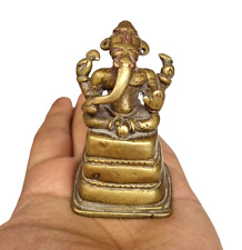 1800's Old Vintage Antique Brass Hand Crafted Rare God Ganesha Statue / Figure picture