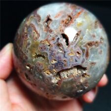 TOP 294G Natural Colorful Indonesia Agate Sphere Ball Crystal Stone Healing QQ19 picture