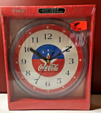 Vtg. Coca-Cola Round Red, White & Blue Stars Quartz Wall Clock/Coke Sign NEW picture
