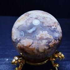 Rare 349G Natural Cherry Blossom Agate Ball Agate Crystal Ball Healing L1422 picture