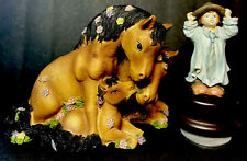 Two: SF Music box’s Co. 1Ceramic Horse with Family.2) Little boy W/Daddy’s hat picture
