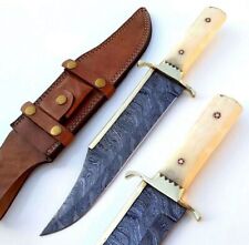 HANDMADE DAMASCUS BOWIE KNIFE DAMASCUS STEEL FULL TANG CAMEL BONE HANDLE picture