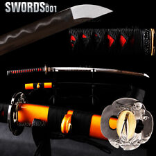 Red real rayskin Japanese katana sword FULL TANG clay tempered SHARP can cut picture