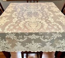 Antique French Alencon Lace Banquet Tablecloth Flower Urns & Basket EXC Cond picture