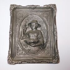 Vintage German 3D Pewter Relief Wall Art Framed Picture Sculpture HERBST 8 X 10 picture