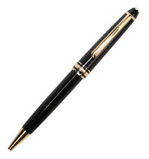 Luxury Resin 164 Series Bright Black - Gold Clip 0.7mm Ballpoint Pen No Box picture