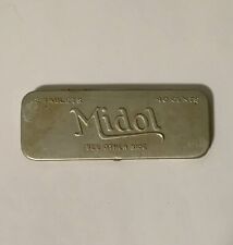 Vintage MIDOL Pocket Size Tin Pill Container 1940s 3.25” x 1.25” General Drug Co picture