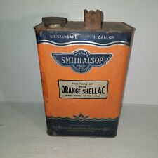 Vintage Smith Alsop Paint and Varnish Company Orange Shellac 1 gallon Metal can picture