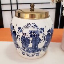 Vintage Dutch Tobacco Jar - Delft Blue & White -  VAN ROSSEM's TOEBACK ANNO 1750 picture