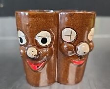 Vintage Redware Ceramic Double Shot Glass Comical Mug,  Figure Japan picture