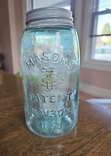 Mason's Jar Early Antique Light Green CFJ Patent Nov 30th 1858 with Zinc Lid picture