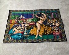 1960s VINTAGE Middle Eastern Tapestry - 58” x 39” - Belly Dancers & Musicians picture