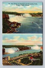 Niagara Falls Ontario-Canada Two Views Of American Falls Vintage c1941 Postcard picture