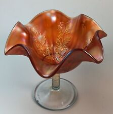 VTG Fenton Marigold Carnival Glass Holly Berry Compote Dish 4