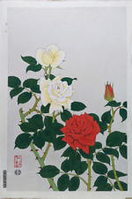 Japanese Woodblock Print Nisaburo Ito Roses  Uchida Art Vintage JAPAN picture
