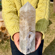 4.47LB Natural white crystal agate Obelisk quartz crystal sample column picture