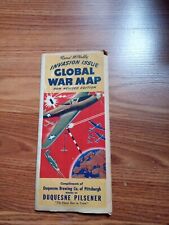 Vintage Rand McNally Global War Map Invasion Issue Duquesne Brewing Pittsburgh  picture