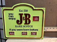 Vintage J & B Rare Scotch Whiskey Advertising Calendar Proof of Age Plastic Sign picture