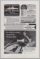 1935 Smith & Corona Vintage Typewriter Ad Woman Typing in Boat Floating Shift picture