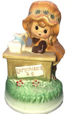 Vintage Fred Roberts Porcelain Music Box Girl At Lemonade Stand MCM picture