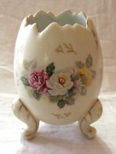 Vintage 1952 Inarco Japan Cracked Egg 3 Footed Vase Floral Rose Design 1-b picture