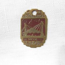 1934 Chicago Worlds Fair Souvenir Metal Token Keyring Keychain Skyride Vintage picture