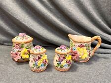 Vintage Salt & Pepper Shakers, Creamer, Sugar Bowl - Flower Design picture