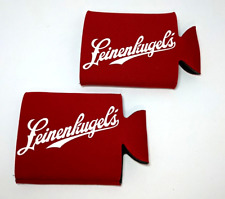 Leinenkugels Beer Can Cooler Koozie Lot of 2  Insulator Breweriana Flat Red NEW picture