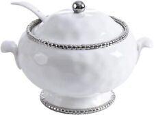 Pampa Bay Porcelain Soup Tureen and Ladle (White and Silver) picture