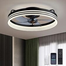 Ceiling Fans with Lights, Flush Mount Ceiling Fan with Lights and Remote, 6 Wind picture