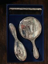 Gorham Chantilly Silverplated Dresser Set Mirror Comb and Brush In Original Box picture