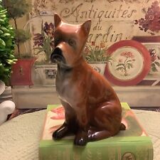 Vintage~6.5”H~Brown/White Boxer Porcelain Figurine~Super Nice/Realistic~NICE~ picture