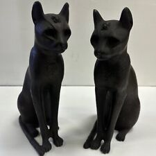 PAIR OF LARGE ANCIENT EGYPTIAN BRONZE GRAND TOUR BASTET CAT STATUE, 664 - 332bc picture