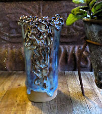 UNIQUE Vintage BEAUTIFUL BLUE Drip Glaze Studio Art Pottery Vase ONE of a KIND picture