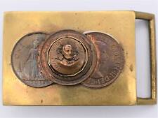Lincoln Penny Coin 3D Stamped Custom Vintage Solid Brass Belt Buckle picture